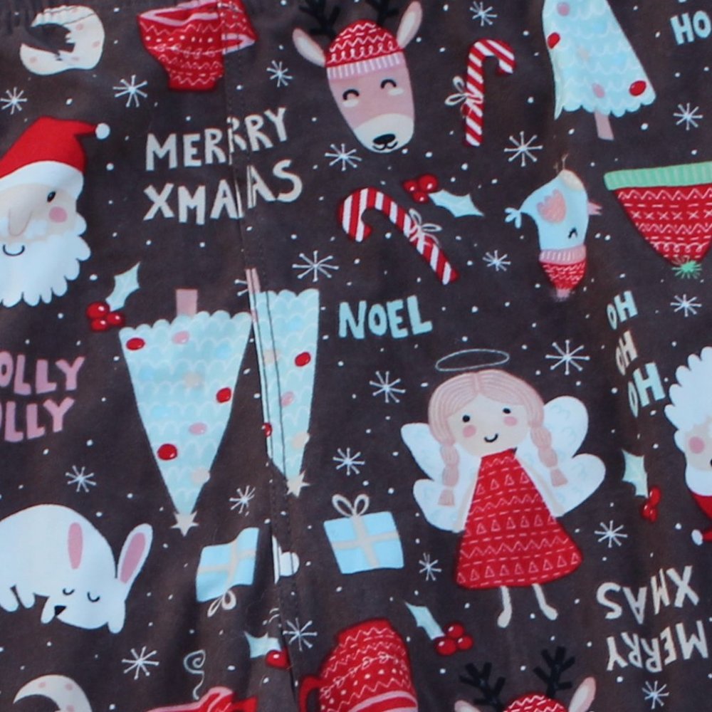 Santa & Reindeer Brown/Red Holiday Leggings OSFM